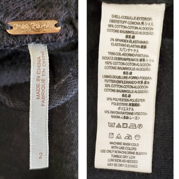 FREE PEOPLE Womens Front Drape Waxed Stretch Denim Waterfall Moto Jacket 2 - Picture 8 of 11